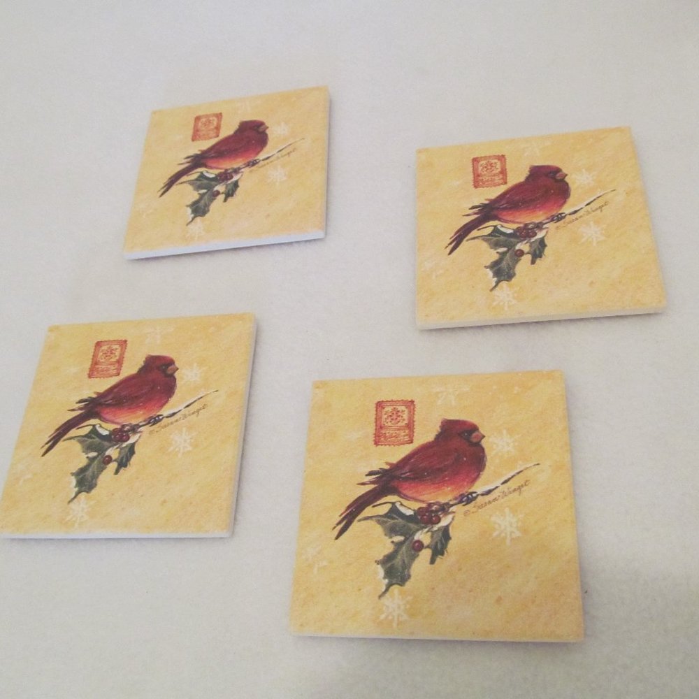 CounterArt Coaster Set (4) Frosty Night Cardinal